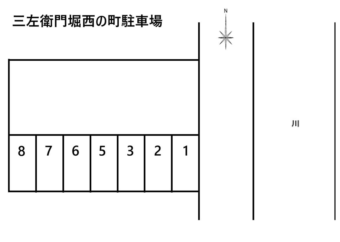 三左衛門堀西の町駐車場の駐車配置図