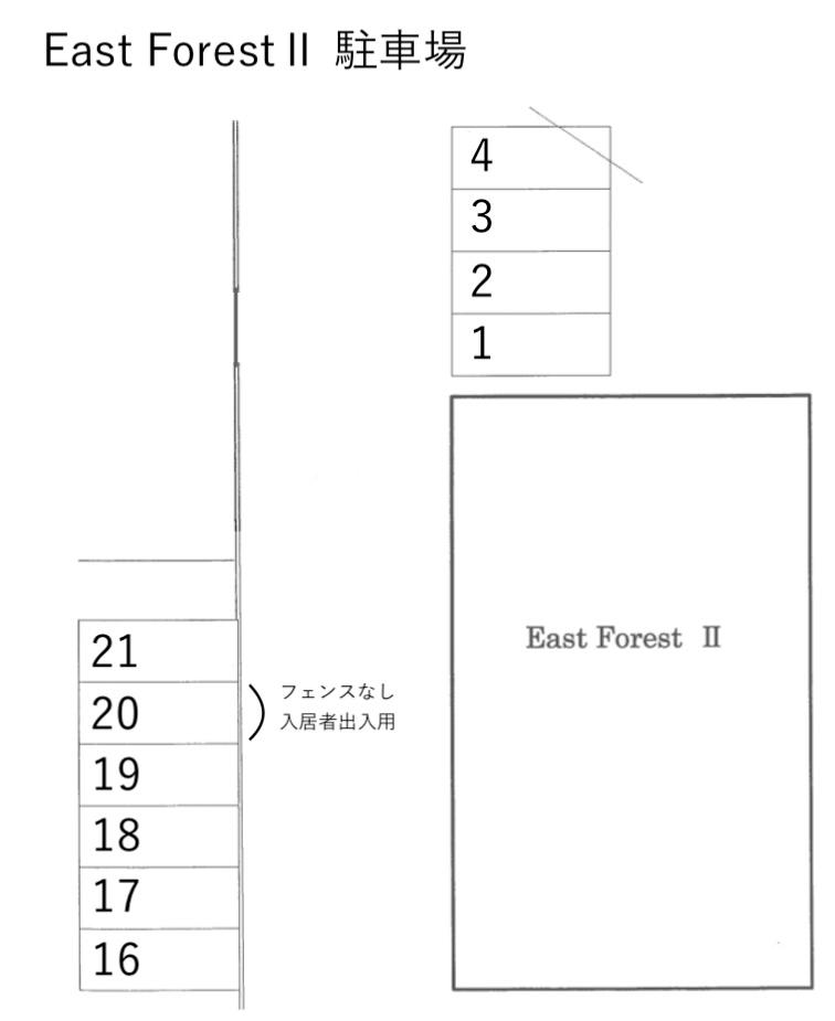East ForestⅡ 駐車場の駐車配置図