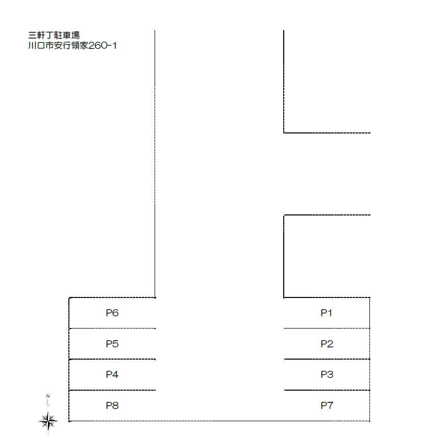 三軒丁駐車場の駐車配置図