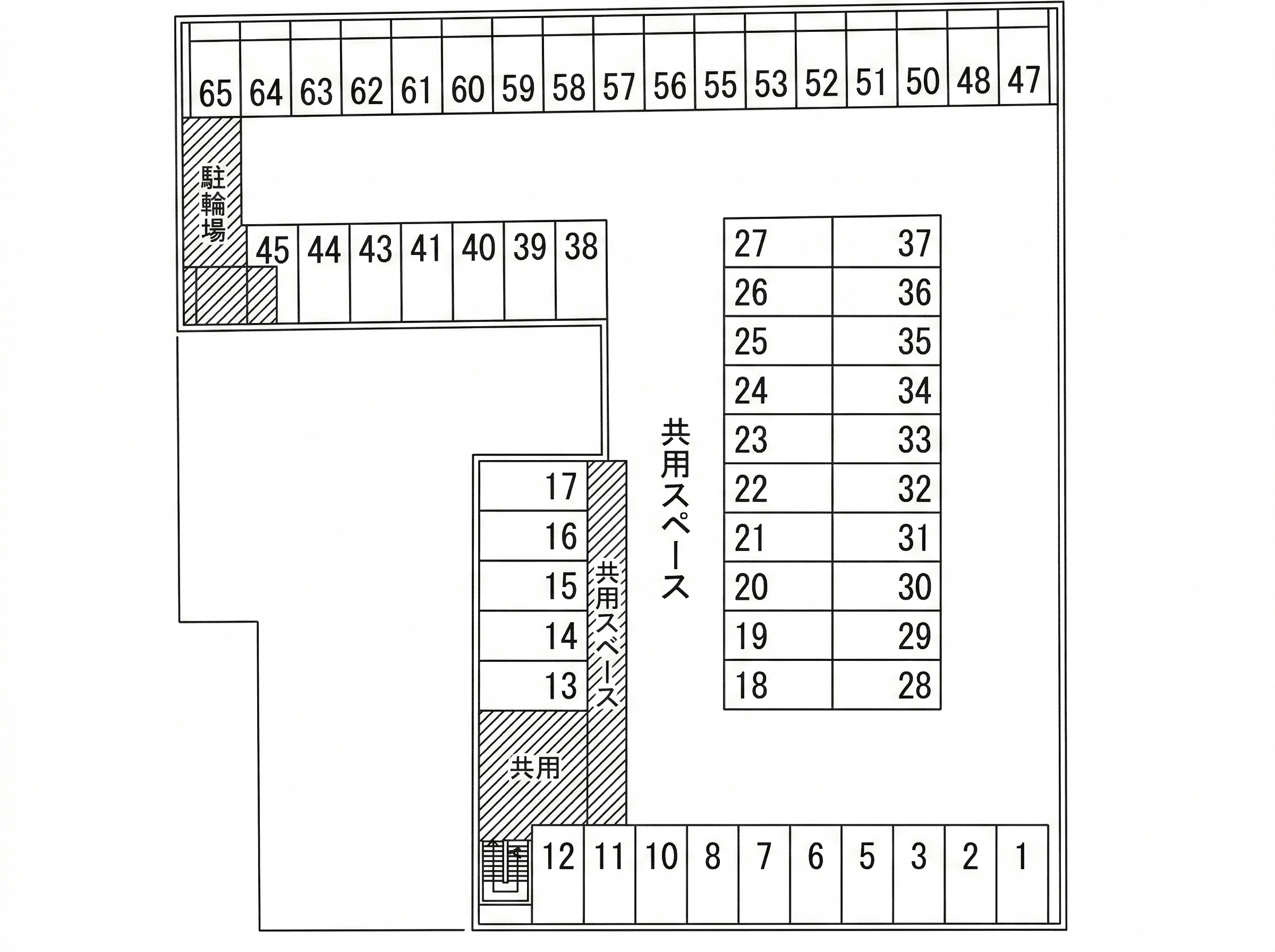 トキワパーク24 あびこ駅前 2Fの駐車配置図