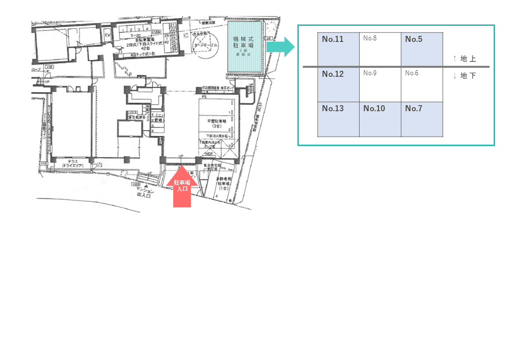 西早稲田1駐車場の駐車配置図