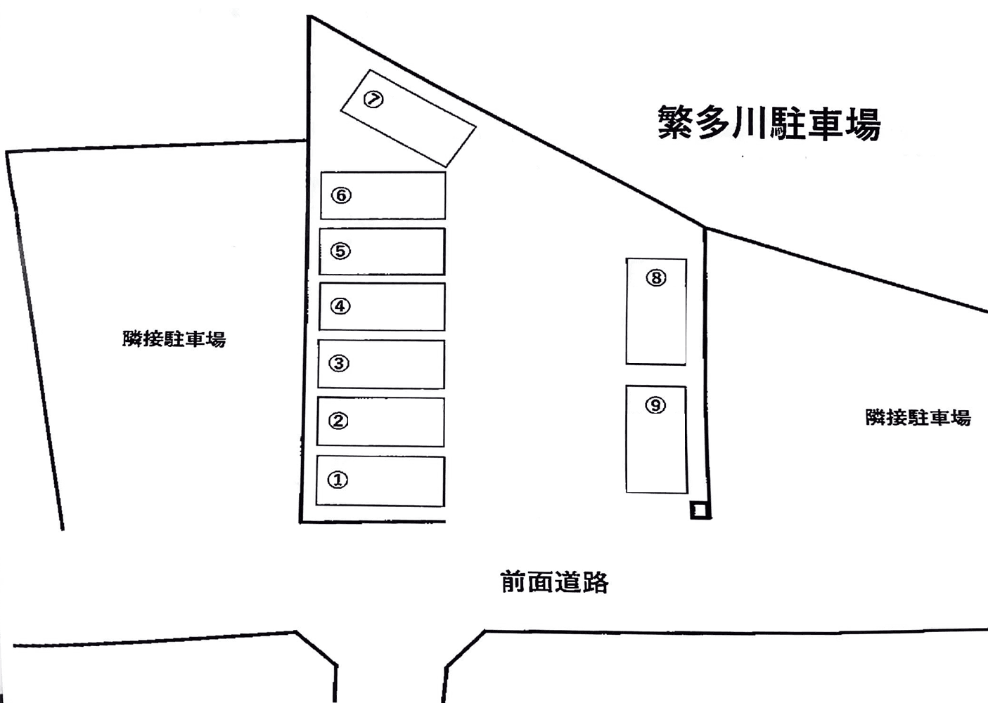 繁多川駐車場の駐車配置図