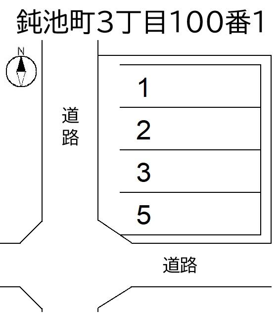 鈍池町3丁目100番1の駐車配置図