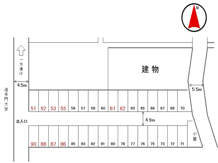 ひまわりモータープールの駐車配置図