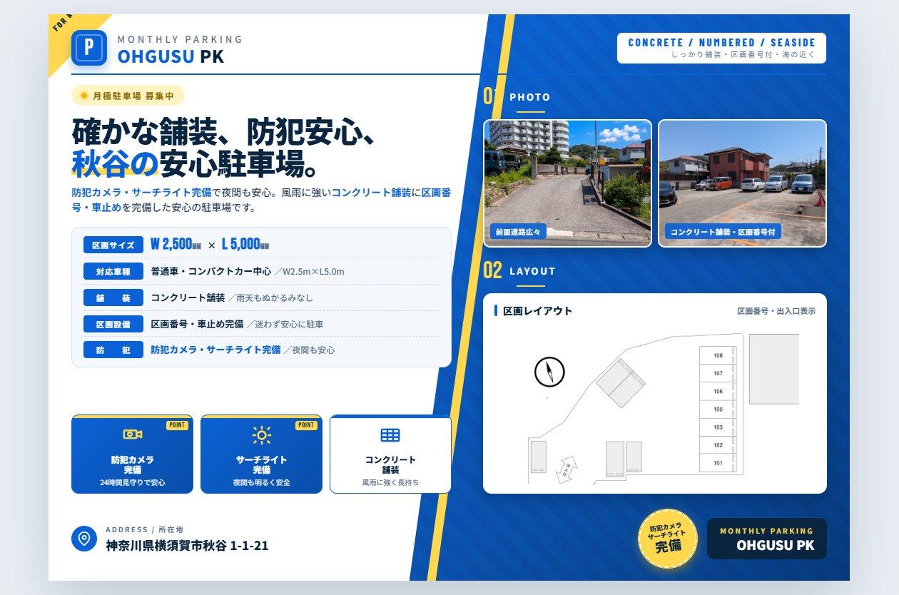 OHGUSU PKの外観・駐車場イメージ1枚目