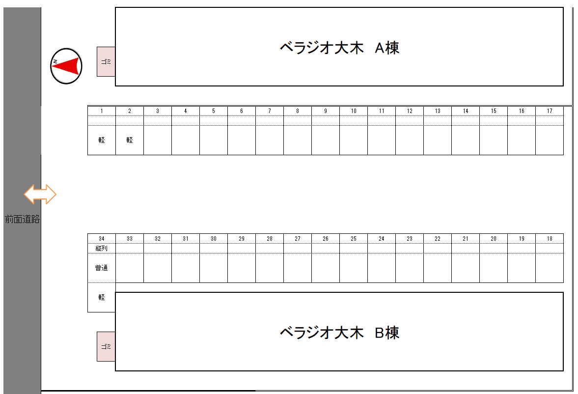 ベラジオ大木共同駐車場の駐車配置図