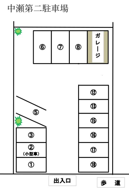 中瀬第二駐車場の駐車配置図
