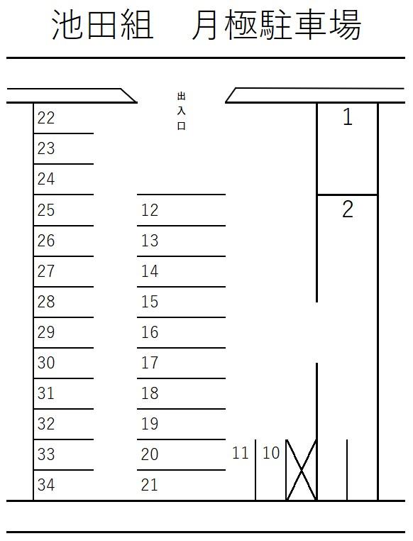 池田組 月極駐車場の駐車配置図