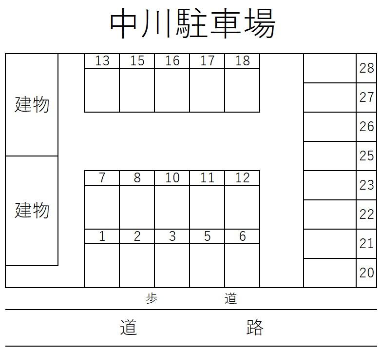 中川駐車場の駐車配置図