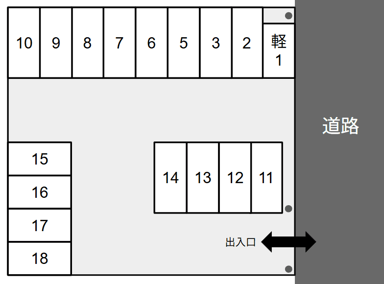 山室モータープールの駐車配置図