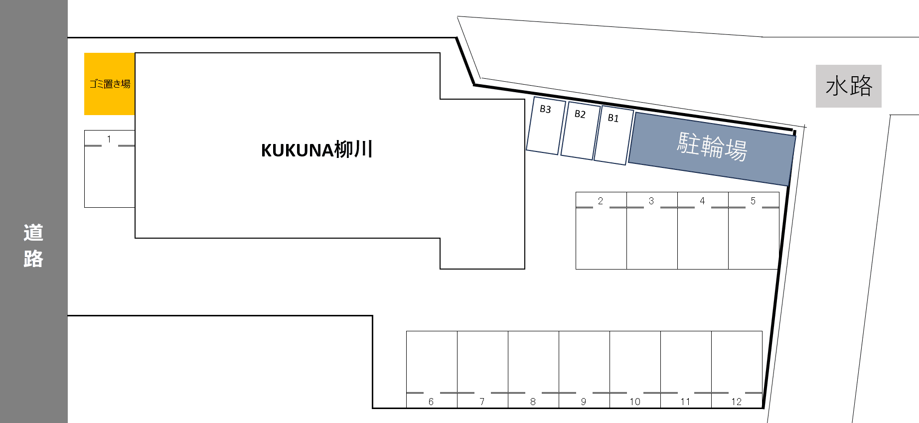 KUKUNA柳川の駐車配置図
