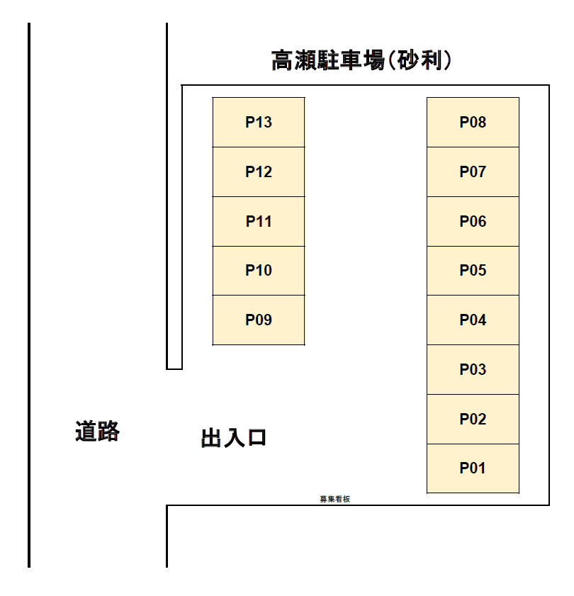 高瀬駐車場の駐車配置図