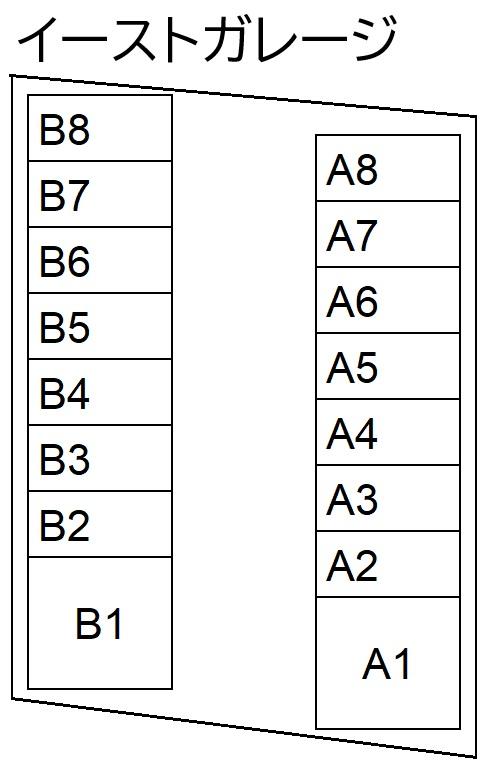 イーストガレージの駐車配置図