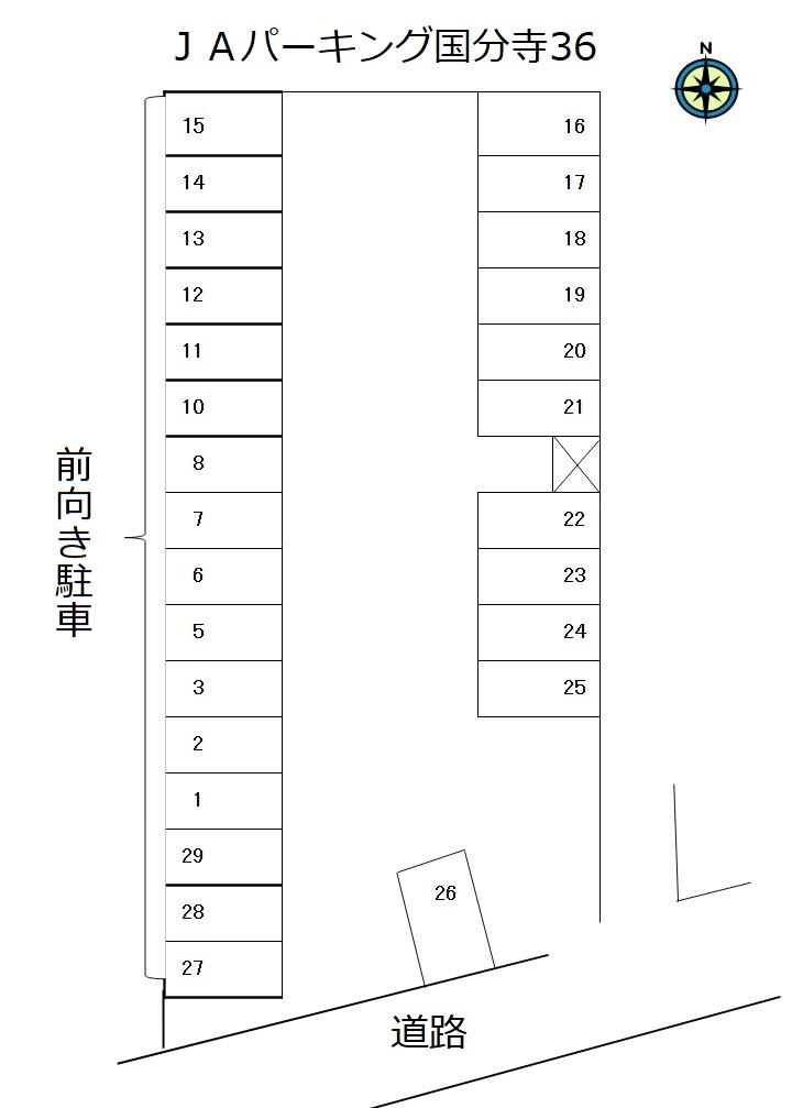 JAパーキング国分寺36の駐車配置図