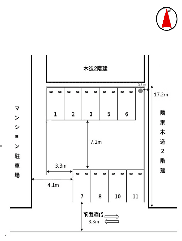 上泉町モータープールの駐車配置図