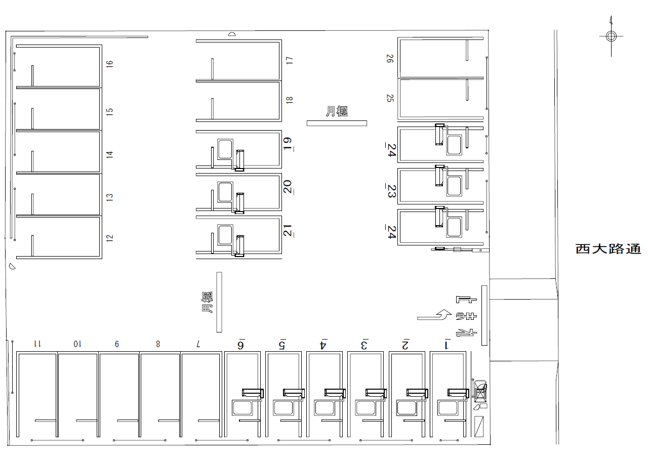 西大路高辻南の駐車配置図