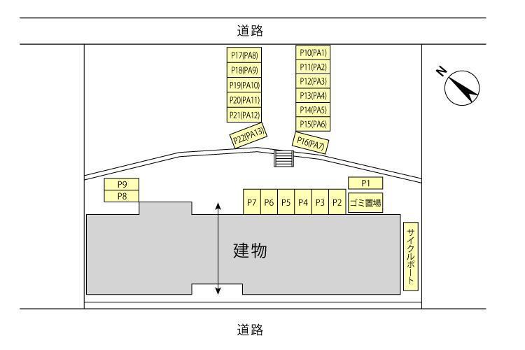 ヒルズウォークKの駐車配置図