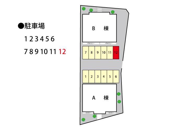 リバーサイドエムA棟・B棟の駐車配置図