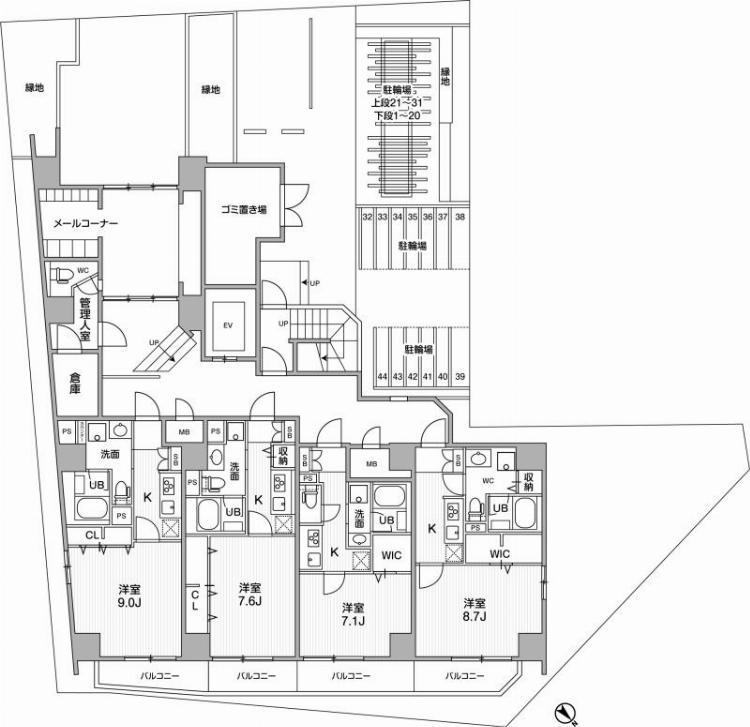 ROOTs Higashi Nagasakiの駐車配置図