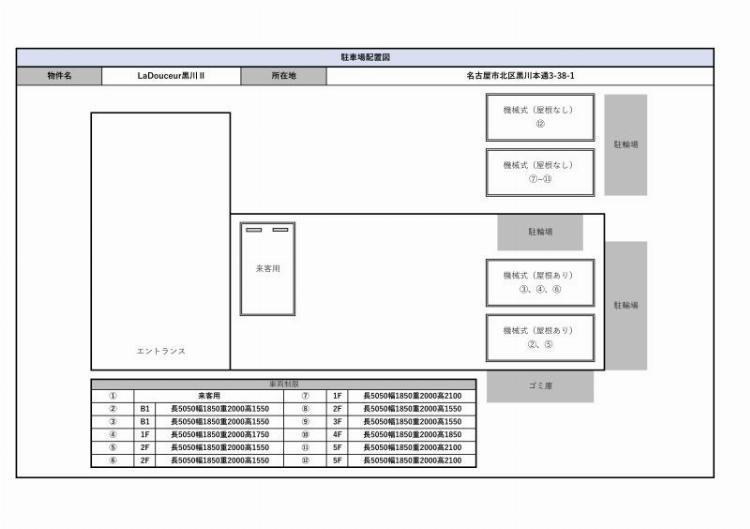 La Douceur黒川Ⅱの駐車配置図