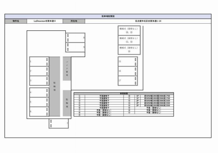 La Douceur志賀本通Ⅱの駐車配置図
