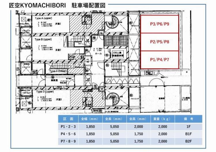匠空KYOMACHIBORIの駐車配置図